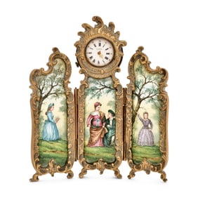 Viennese Enameled Cabinet Screen Clock