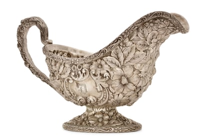 Gorham Sterling Silver Floral Repoussé Gravy Boat