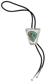 Leo Burnside Sterling Silver & Carico Lake Turquoise Bolo