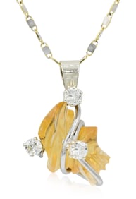 14K Yellow Gold, Citrine & Diamond Necklace