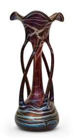 Bohemian Art Glass Four-Handled Vase