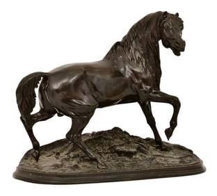 Pierre-Jules Mene (French, 1810-1879), Bronze Sculpture of a Horse