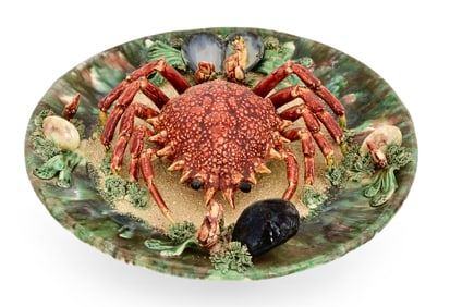 Portuguese Majolica Palissy Crab Plate