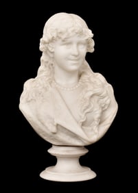 Attr. Antonio Piazza (Italian, 1875-1925), "Luce" Marble Sculpture