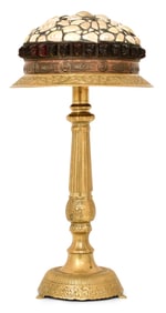 Austrian Abalone, Chunk Glass & Brass Table Lamp