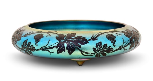 Steuben Acid-Etched Mirror Back Glass "Grapevine" Bowl