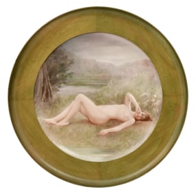 Limoges Porcelain Plaque of a Nude Woman