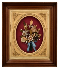 American Shadow Box with Shell Flowers