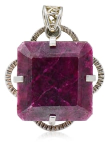 Sterling Silver & 295.36 Carat Ruby Pendant