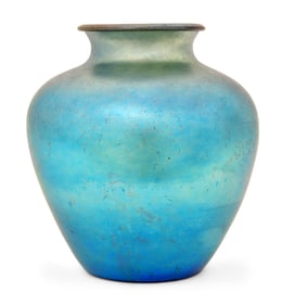 Steuben Blue Aurene Glass Vase