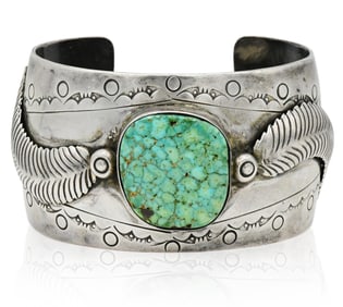 Sterling Silver & Carico Lake Turquoise Cuff Bracelet