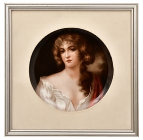 Limoges Porcelain Portrait Plate of a Woman