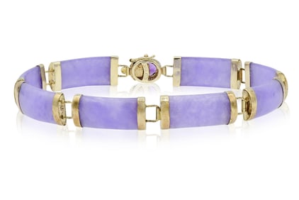14K Yellow Gold & Lavender Jade Bracelet