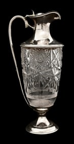 English Sterling Silver-Mounted Cut Glass Ewer by William and George Sissons
