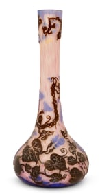 French Cameo Glass Floral Vase, Le Verre