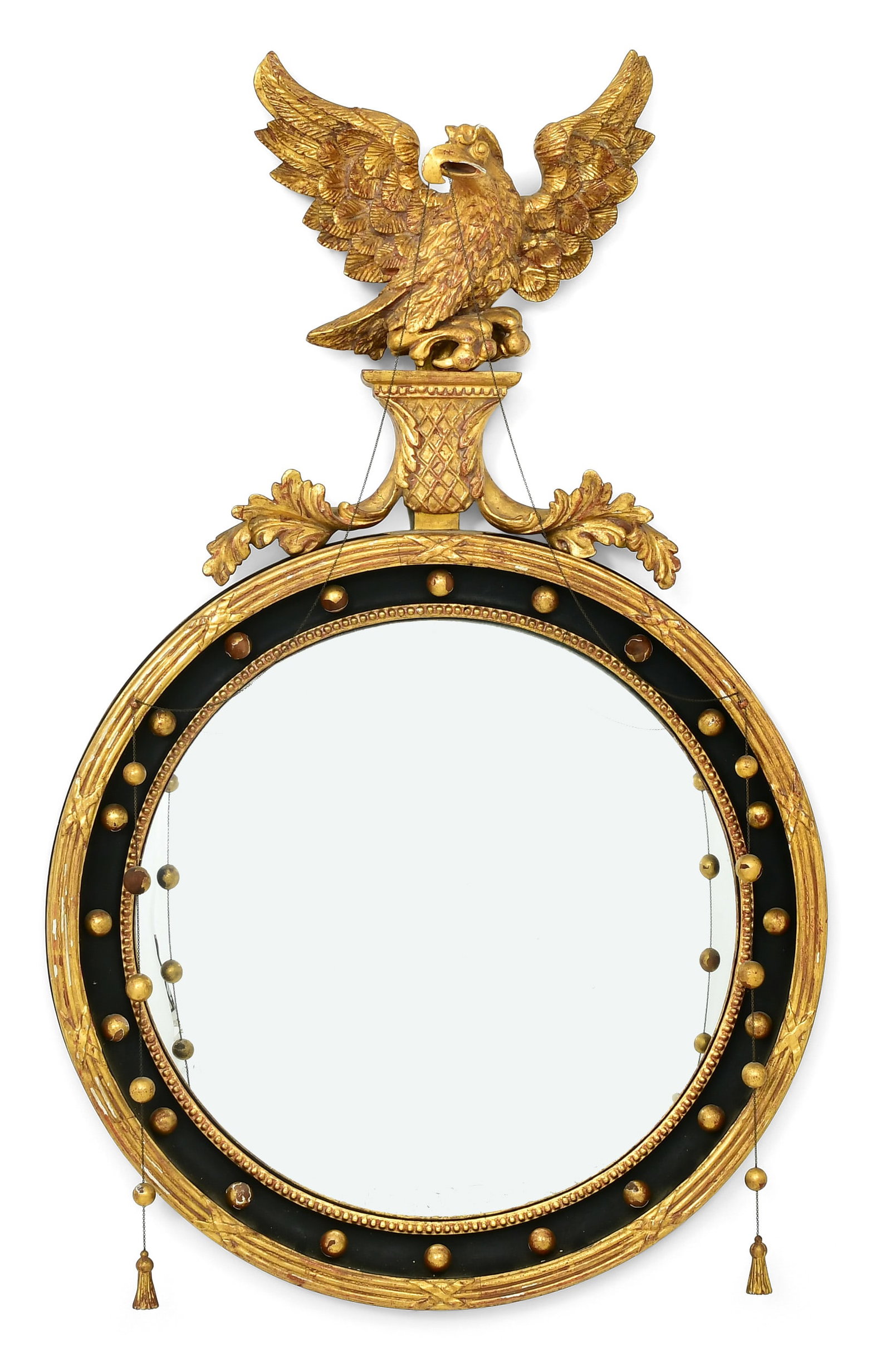 American Carved Giltwood Girandole Mirror with Eagle (1 of 5)