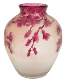 Legras Cameo Glass Floral Vase Retailed by Ovington