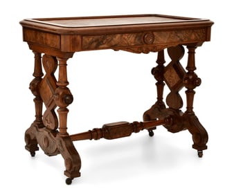 Renaissance Revival Burl Walnut & Walnut Side Table
