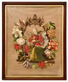 A Large American Needlepoint with Puff Stitch