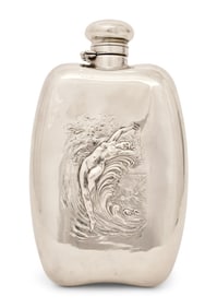 American Art Nouveau Sterling Silver Flask