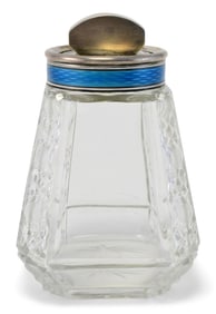 Palais Royal Enamel, Argentium Silver & Cut Glass Jar