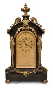 A Monumental Auguste Ecalle Slate & Bronze Triple Fusee Bracket Clock, Paris