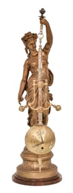 A Fine French Bronze Mystery Clock of Diana the Huntress