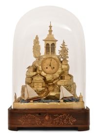 French Rocking Ships Automaton Clock with Dome