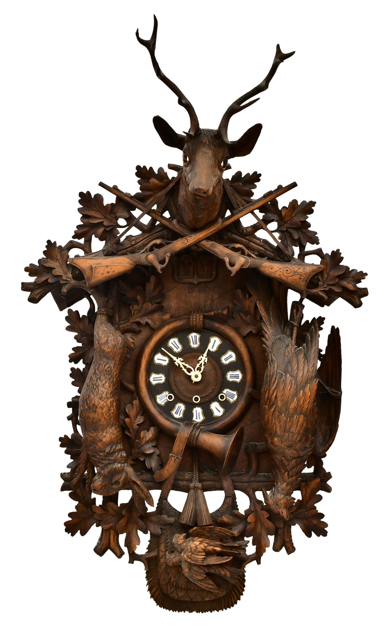 A Large Black Forest Triple Fusee Cuckoo & Quail Clock (1 of 11)