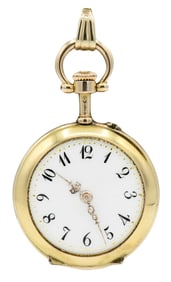 18K Yellow Gold Pocket Watch on 10K Yellow Gold Chain