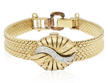 Geneve 14K Yellow Gold & Diamond Bracelet Watch