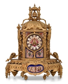French Gilt Bronze & Porcelain Table Clock