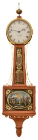 Foster Campos Flame Mahogany Banjo Clock "Perry's Victory," Pembroke, Massachusetts