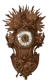 French Bronze Sun Ray Cartel Clock