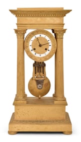A Large French Gilt Bronze Portico Clock