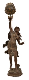 Auguste Moreau (1834-1917), A Large French Swinging Arm Mystery Clock, "Rose des Bois"