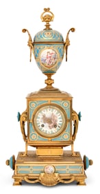 French Gilt Bronze & Enamel Mantel Clock