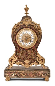French Boulle Style Mantel Clock with Matching Base