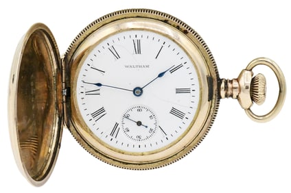 Waltham 10K Yellow Gold Hunter-Case Pocket Watch