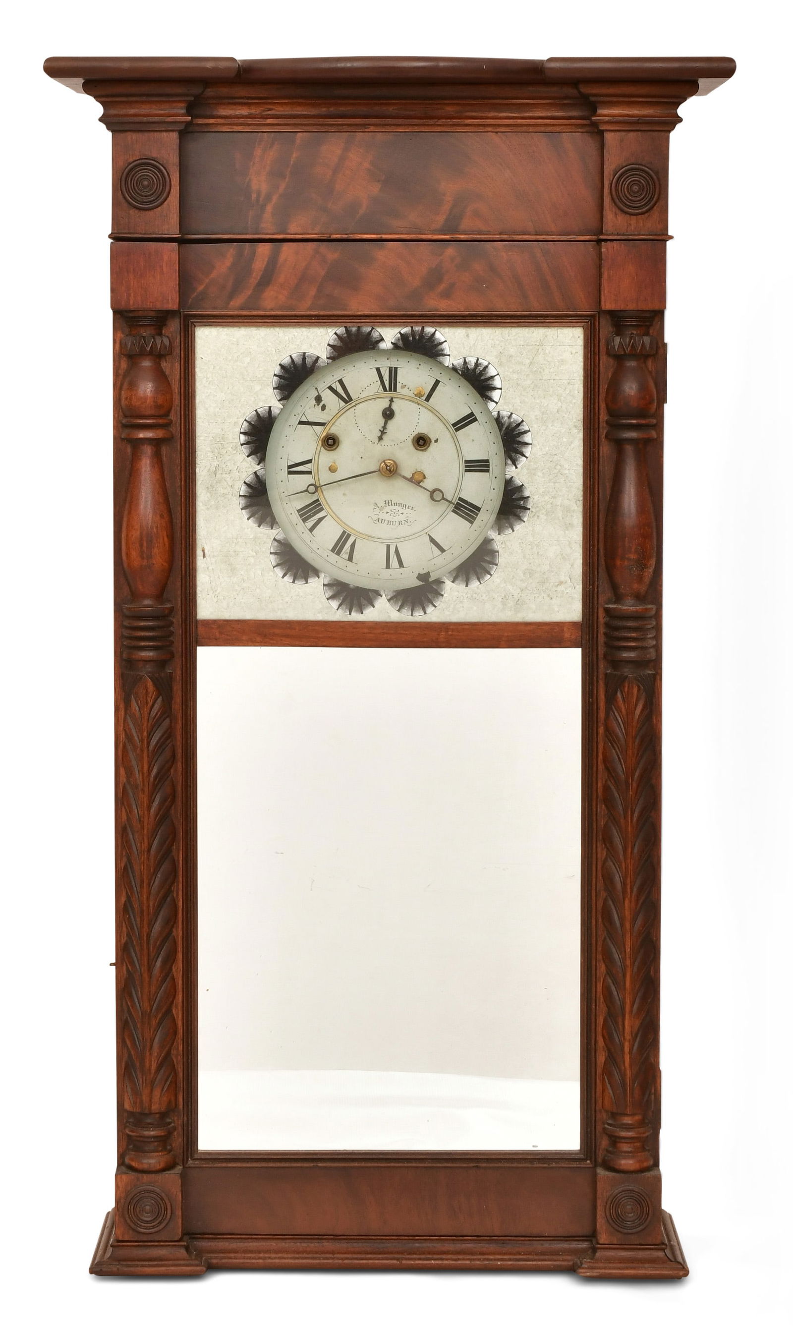 Asa Munger Mahogany "Ironing Board" Shelf Clock, Auburn, New York (1 of 9)