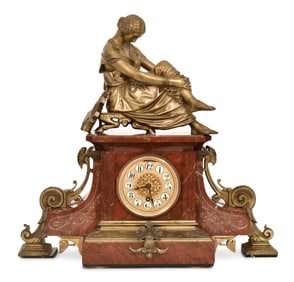 Jean Jacques Pradier (1790-1852), Boston Clock Co., Gilt Bronze & Marble Mantel Clock