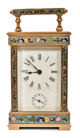 French Brass & Cloisonné Carriage Clock