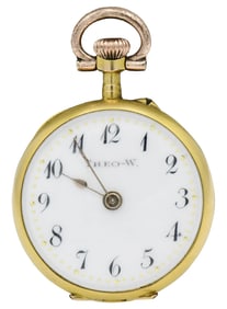Theo Watch 18K Gold & Enamel Decorated Pocket Watch