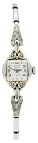 Gruen Precision 14K White Gold & Diamond Wristwatch