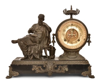 Ansonia Clock Co. "Philosopher" Figural Mantel Clock