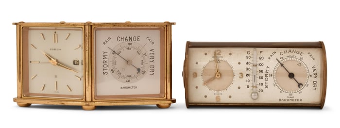 Two Swiss Weather Compendiums, Clock & Barometer