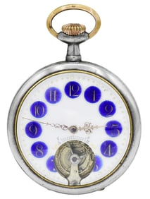 Honestus Visible Balance Enamel Dial Pocket Watch