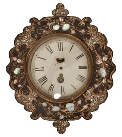 Mother-of-Pearl Decorated Iron Front Wall Clock