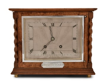 English Mid-Century Mahogany Mantel Clock