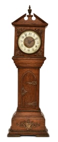 French Miniature Oak Grandfather Clock